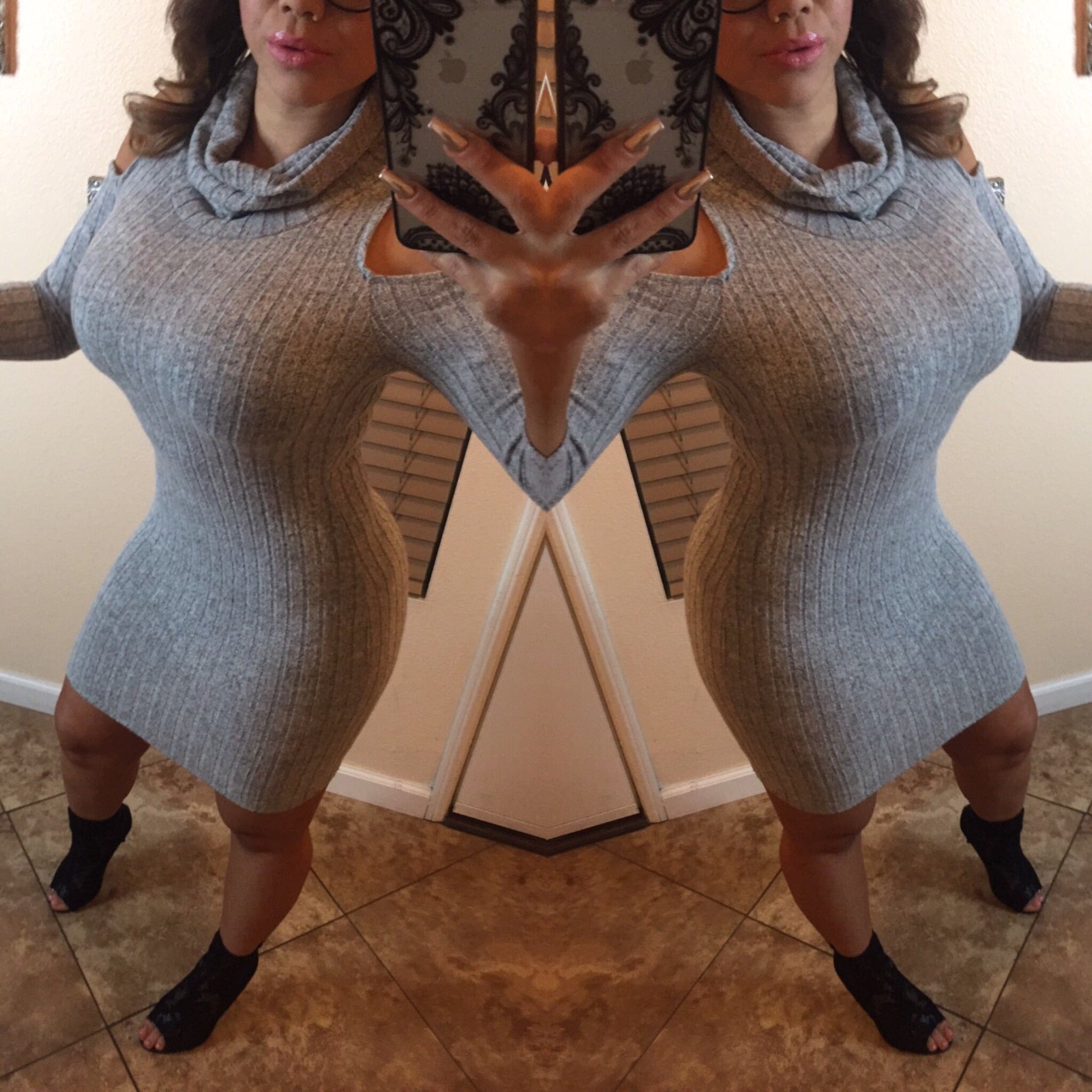 Adrena Sweater Dress - Heather Gray (S&M)