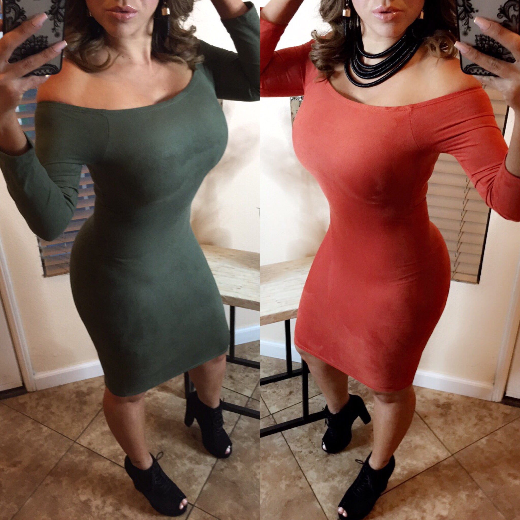 Olivia Suede Bodycon Dress - Olive