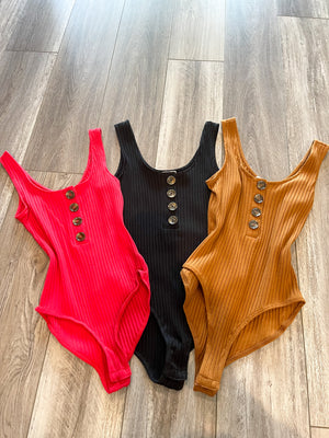 Bringing The Heat Button Down Bodysuit - Red (Small)